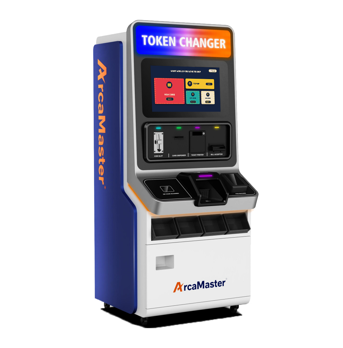 iMaster K5T self-service token changer kiosk — side view